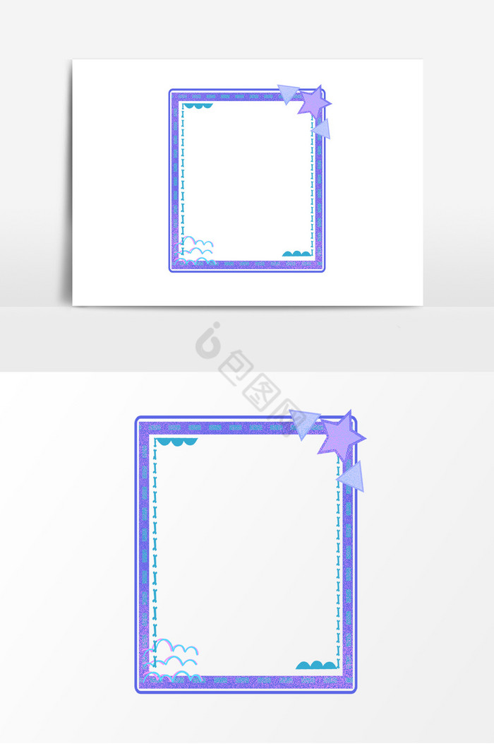 星星几何形方形边框图片相框
