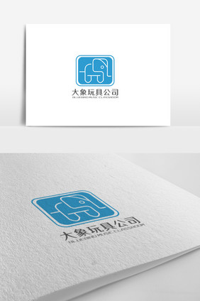 卡通风格大象玩具公司主题logo设计