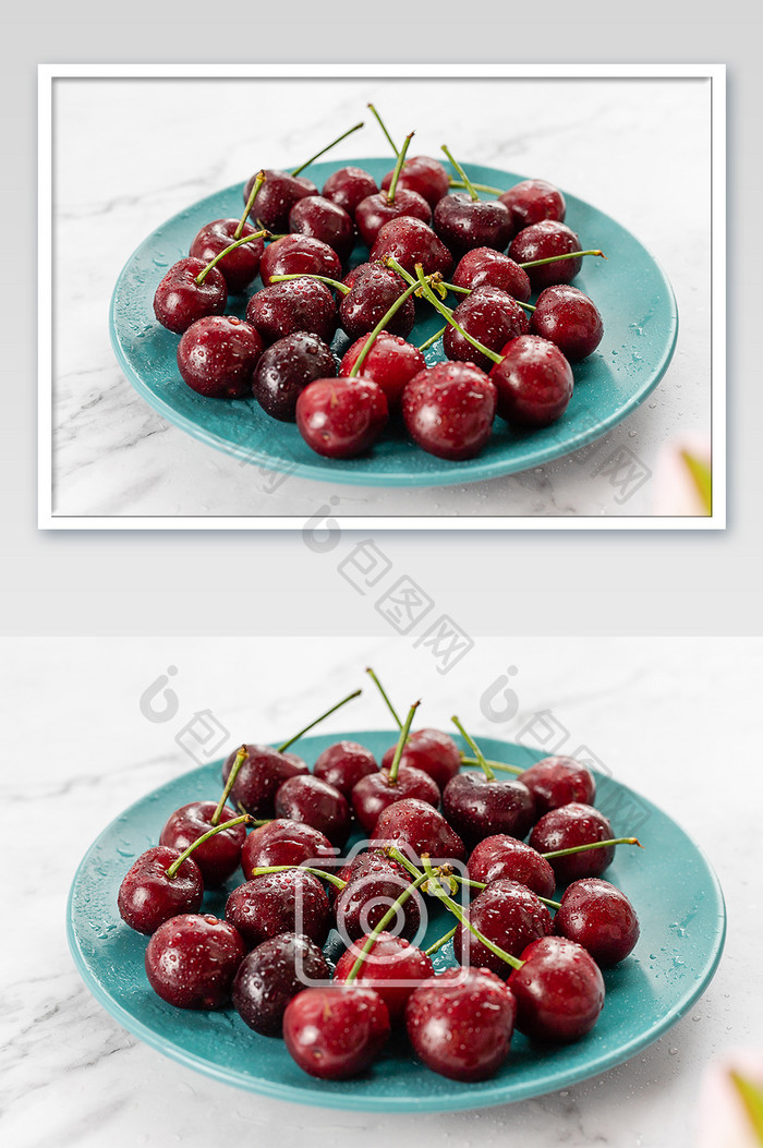 新鲜水果进口樱桃装盘摄影图片
