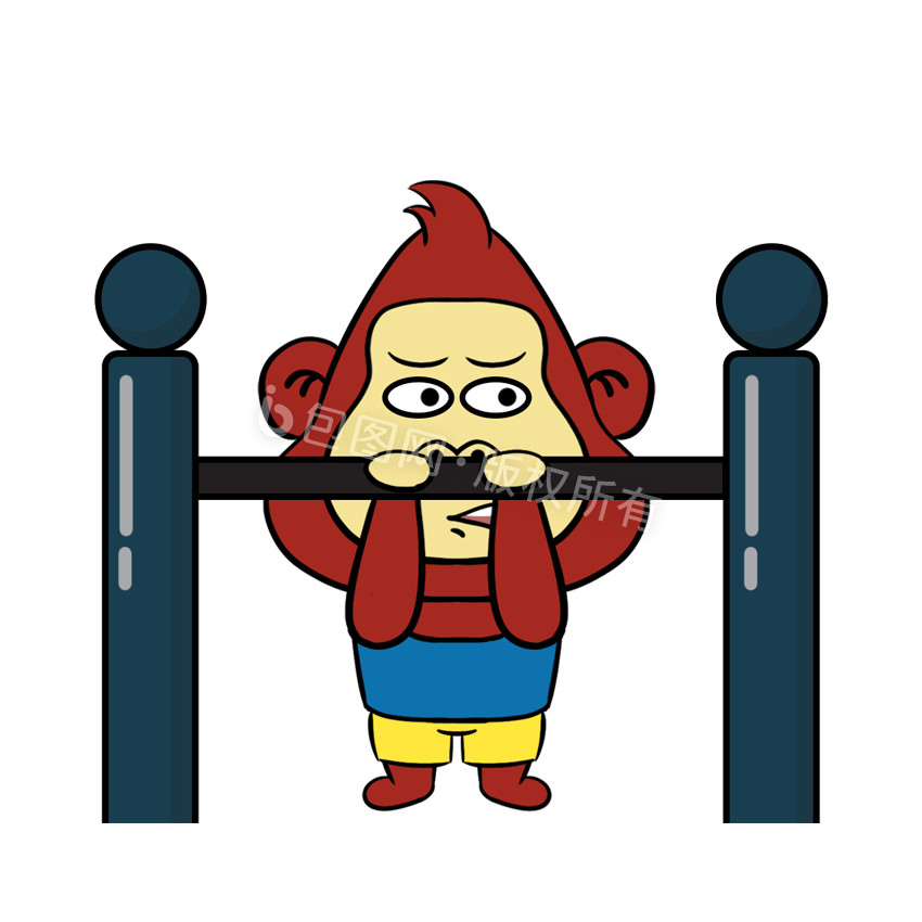 棕色可爱引体向上大猩猩锻炼动态表情包