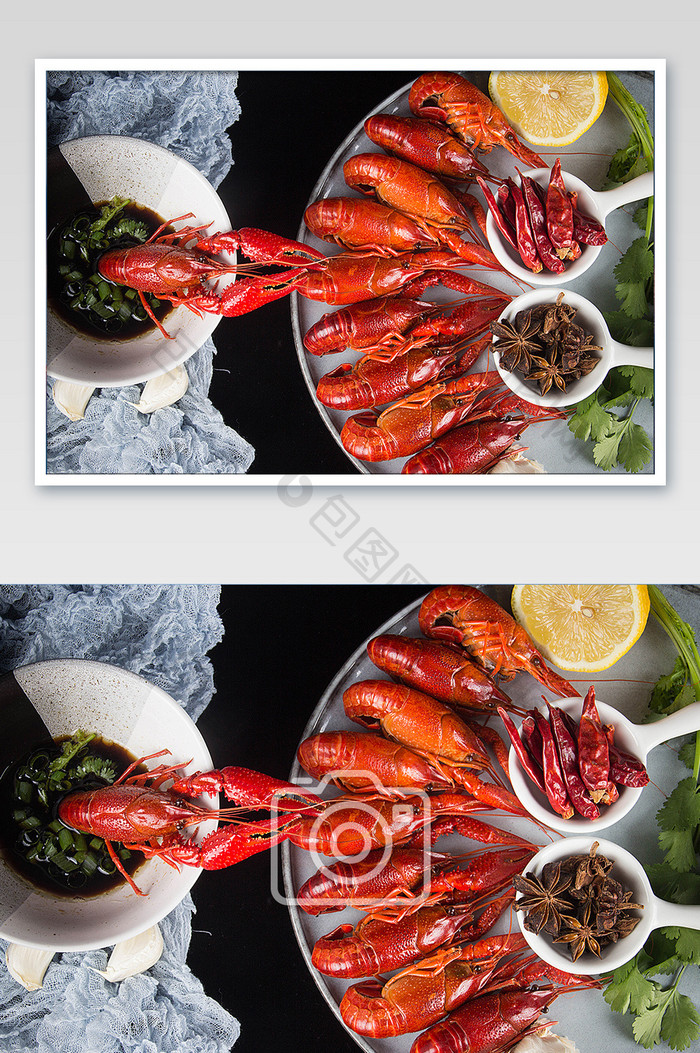 美食小龙虾俯拍摄影图片