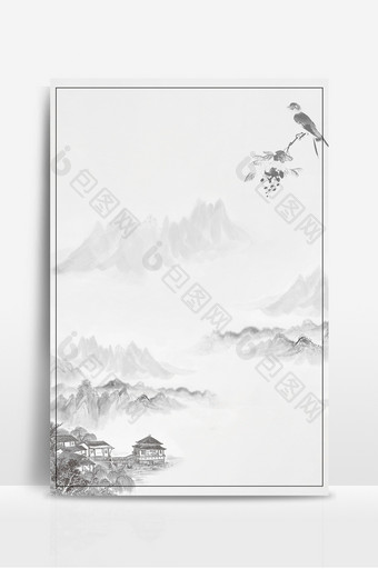 中国风复古大气山水风景水墨背景图片