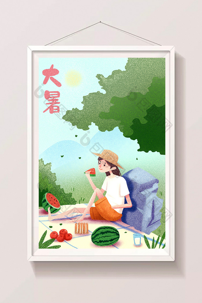 夏季唯美清新风大暑插画