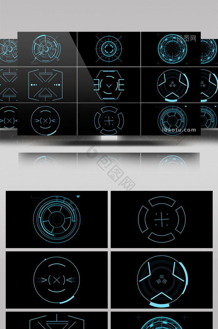 21组蓝色科技感HUD定位动画素材