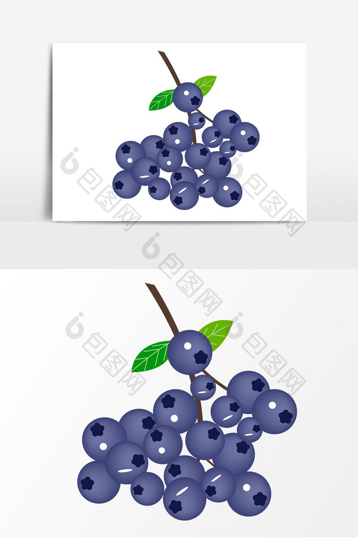 卡通蓝莓果元素设计