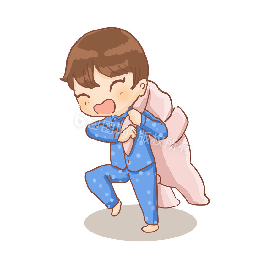二次元gif表情包卡通漫画穿睡衣的小男孩