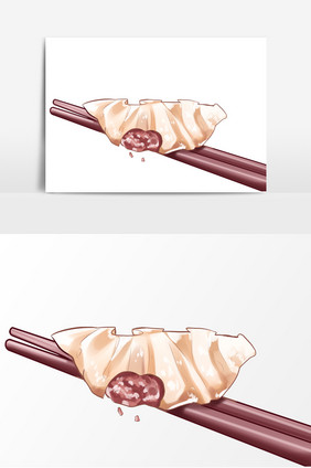饺子手绘卡通形象元素