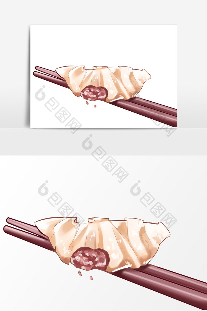 饺子手绘卡通形象元素