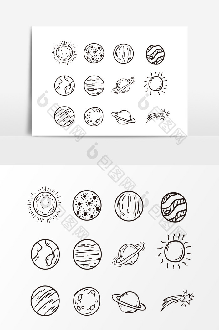 几何圆形星球图案设计素材