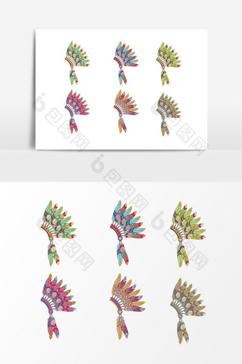 彩色印第安羽毛配饰素材图片