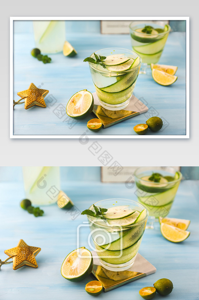 薄荷黄瓜柠檬水饮料静物摄影图片图片
