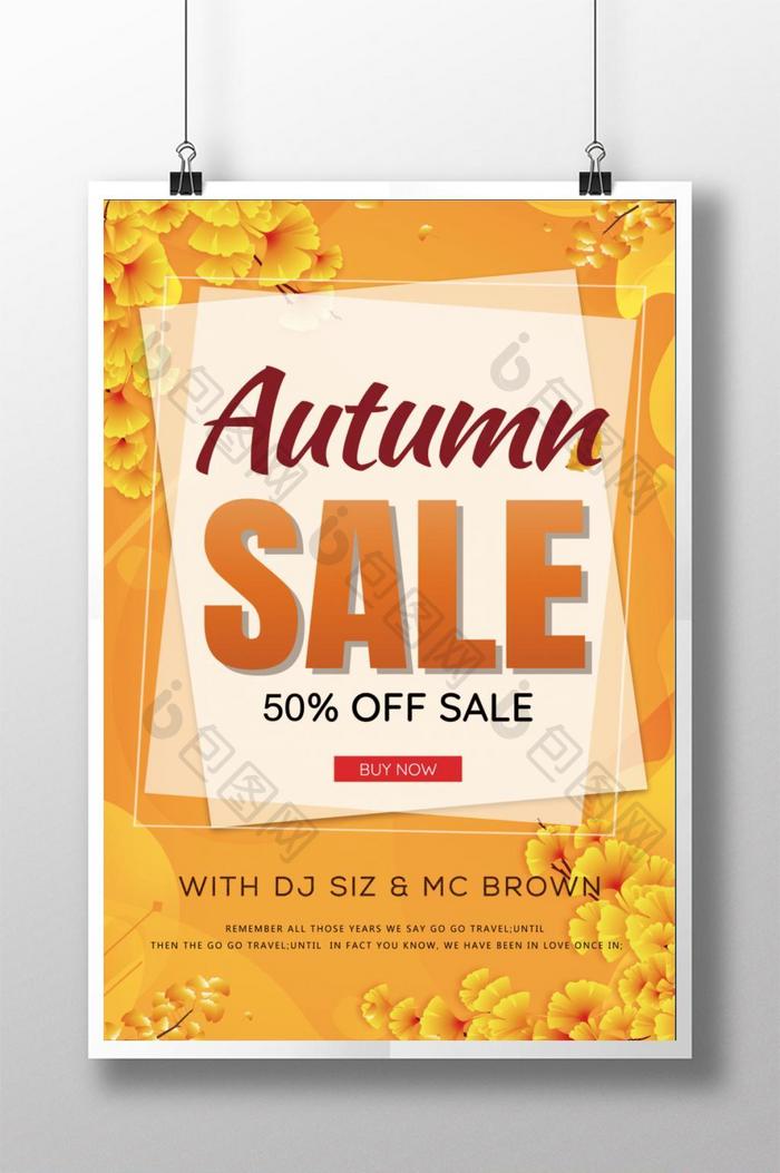 Yellow creative autumn poster design  