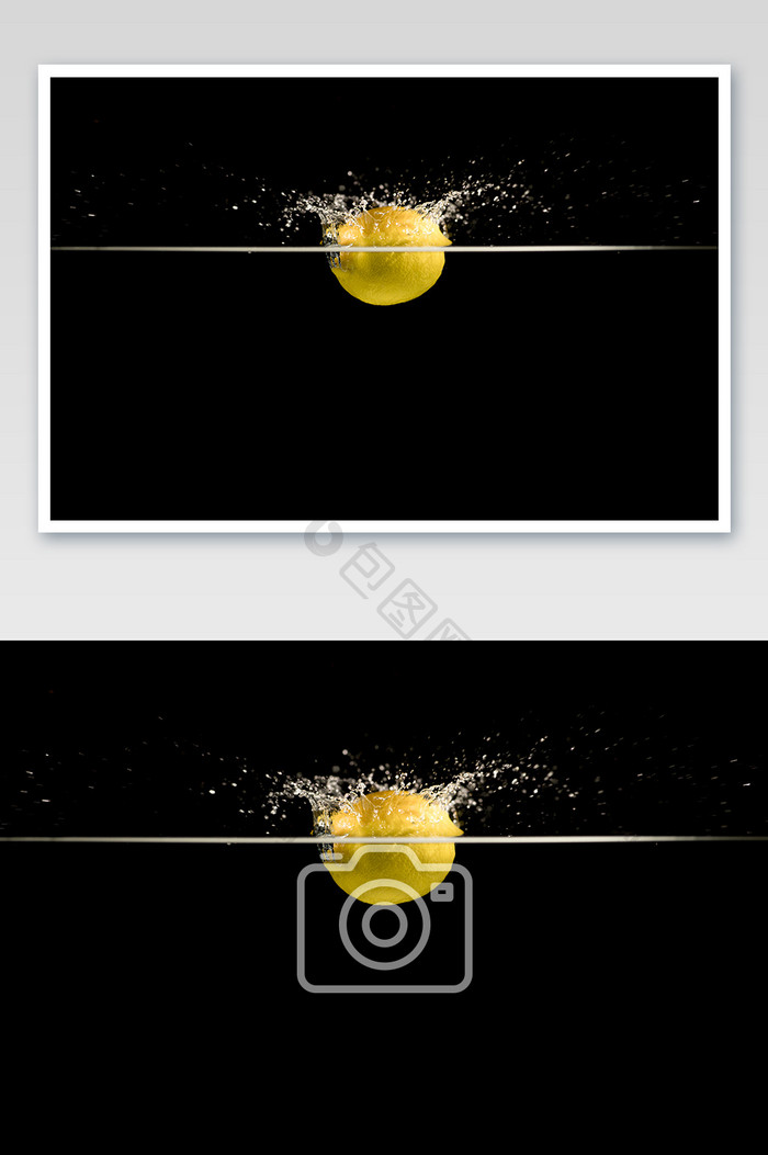 黑色高级柠檬创意水花摄影图片