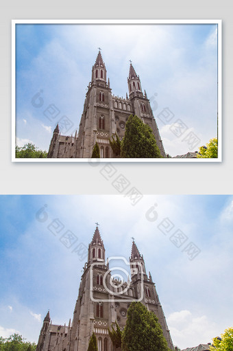 济南洪家楼教堂摄影图图片