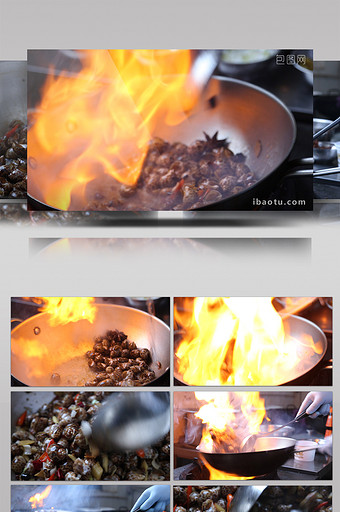 厨房实拍大火爆炒视频图片下载