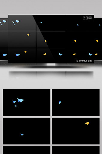 6组带通道卡通纸飞机儿童节视频元素图片