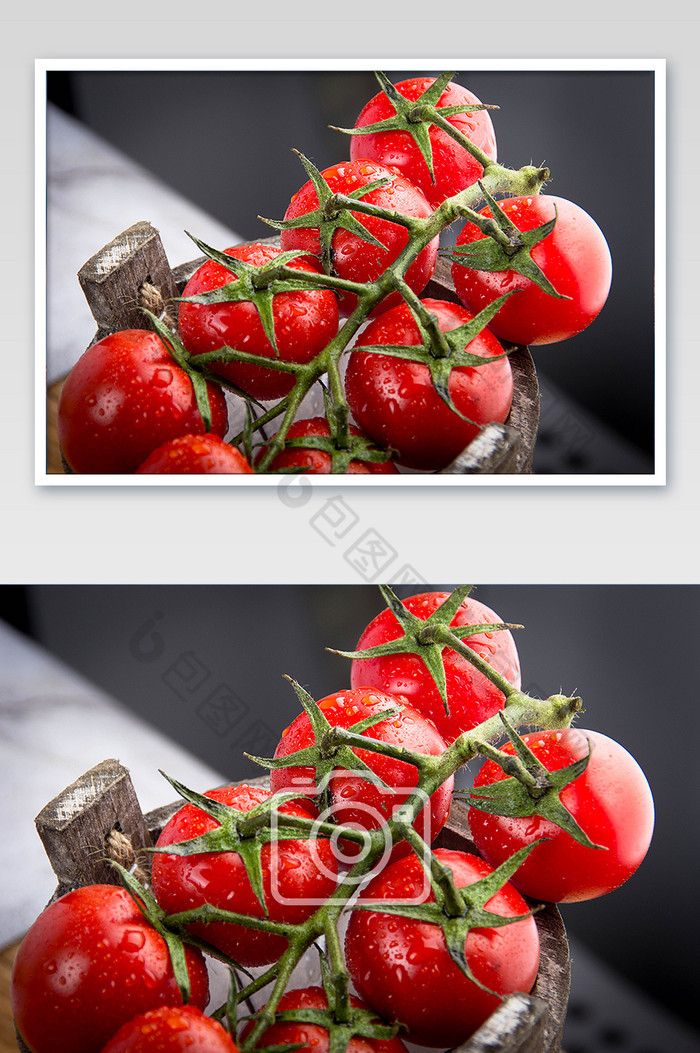 带水珠的红色小番茄高清特写摄影图片图片