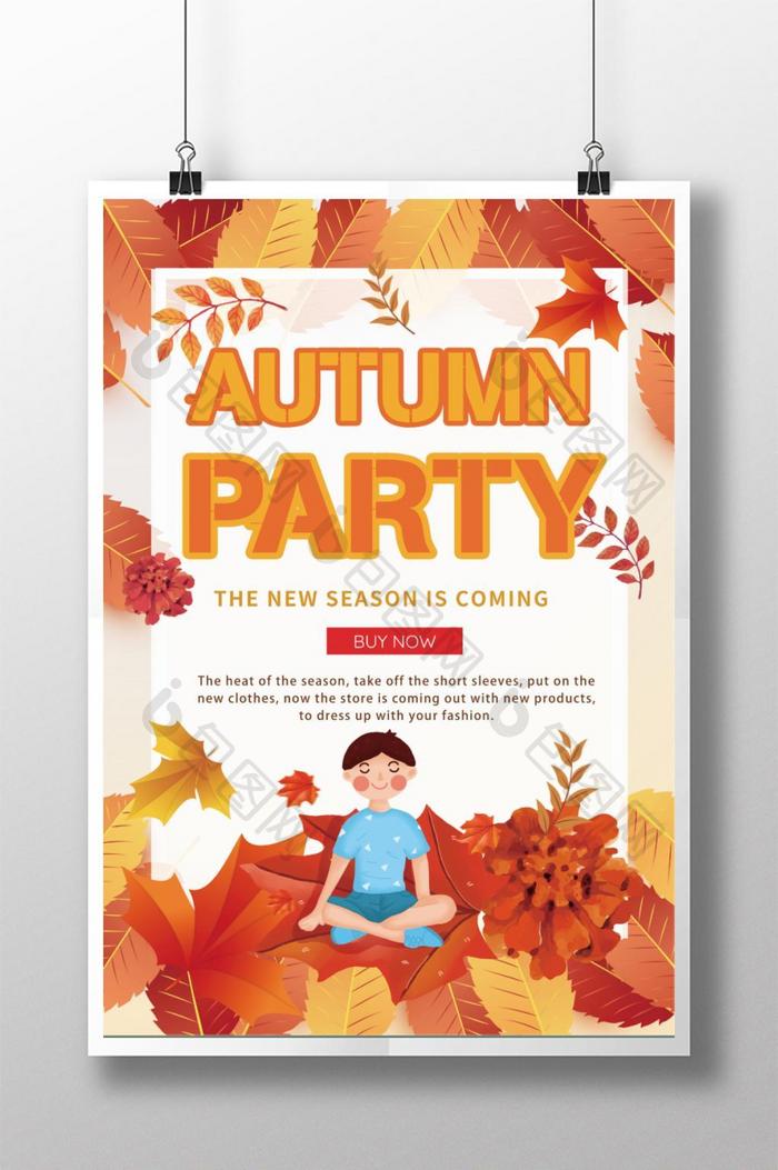Creative golden autumn poster design  