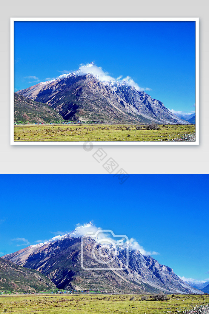 蓝色天空雪山山峰图片