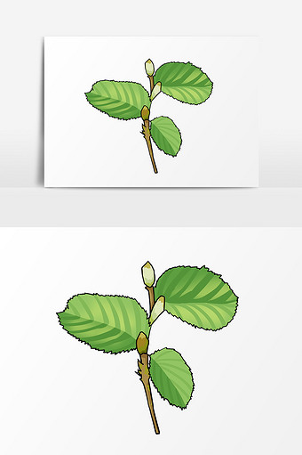 卡通手绘绿色桑叶元素图片下载