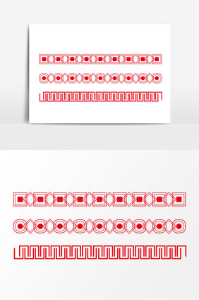 红色边框装饰矢量元素