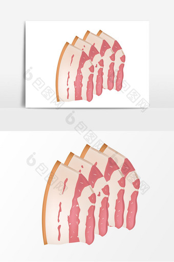 卡通五花肉片矢量元素图片