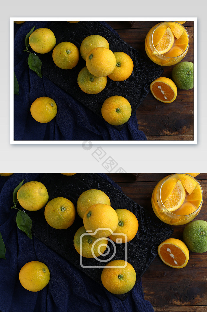 新鲜水果美食夏橙高清俯视摄影图