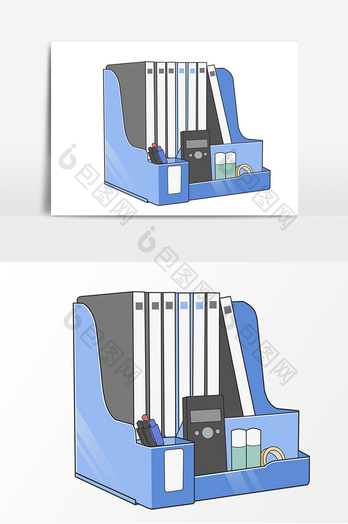 办公用品文件夹手绘卡通元素
