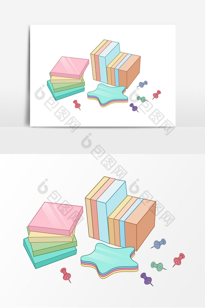 手绘办公用具卡通元素