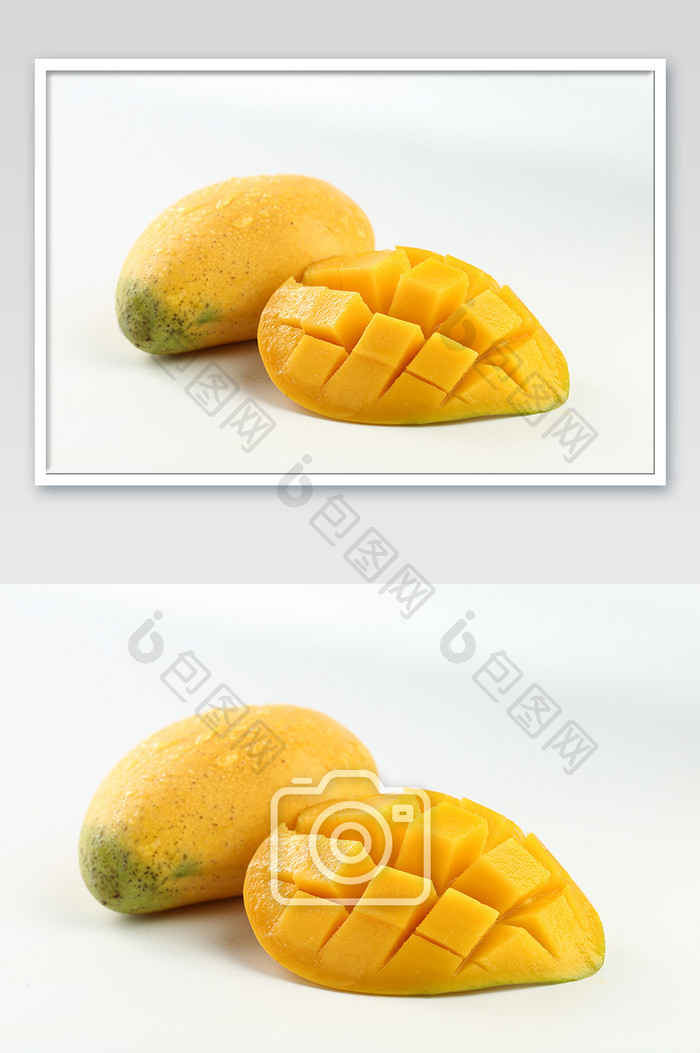 新鲜水果美食芒果白色背景摄影图