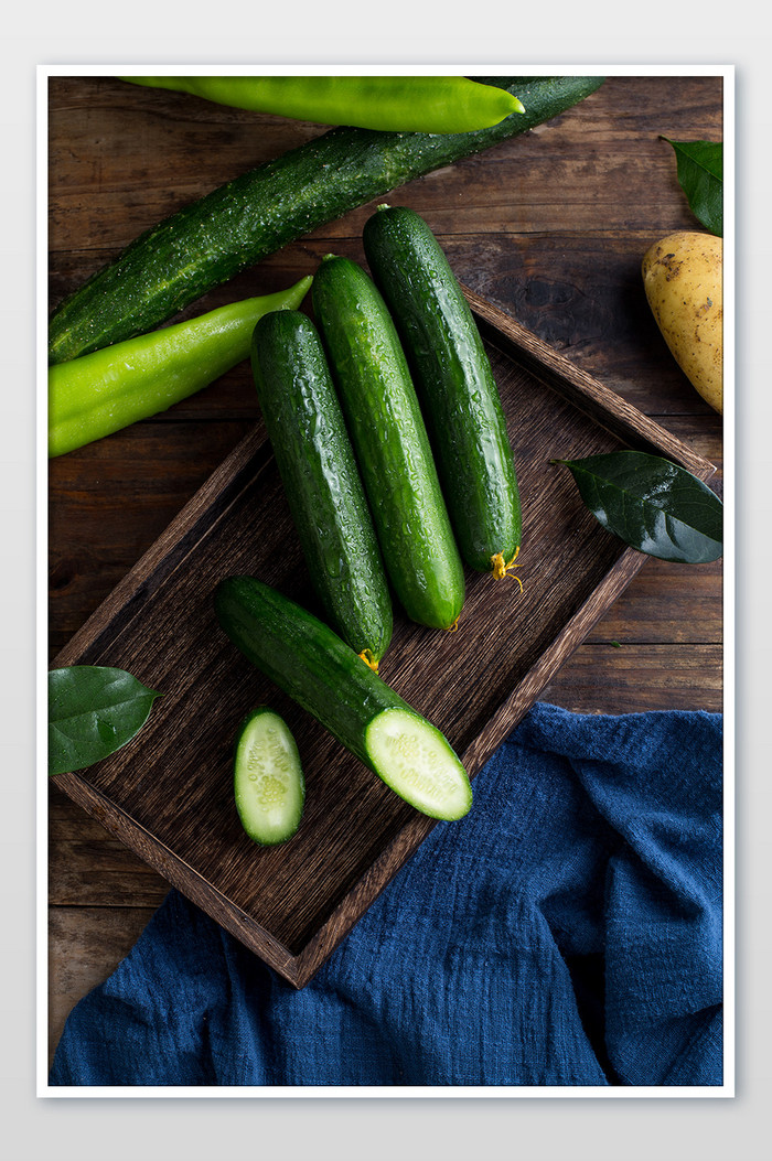 高清蔬菜水果小黄瓜摄影图片