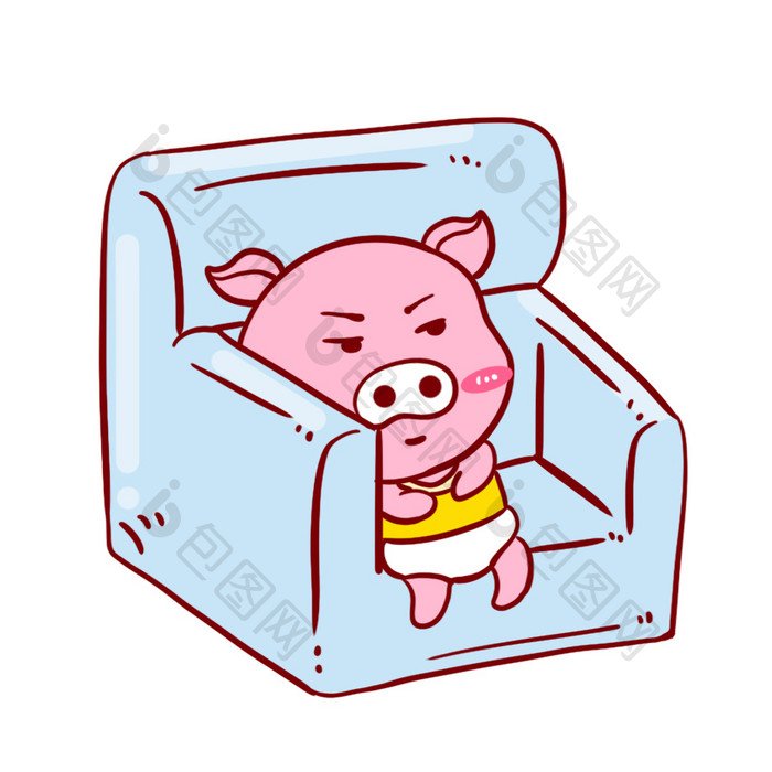 粉色小猪躺在沙发上懒癌动态表情包
