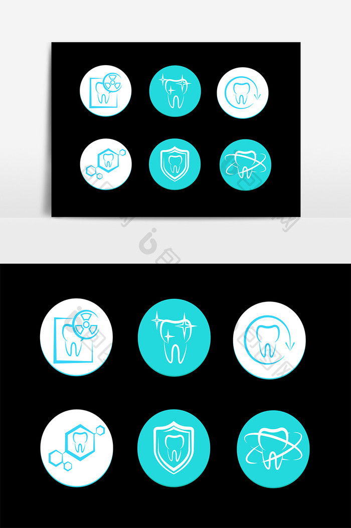 几何圆形牙齿牙医设计素材