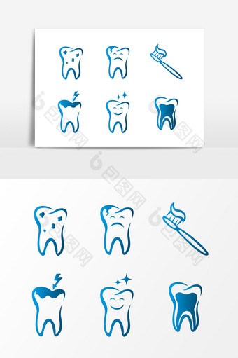 蓝色牙齿牙刷设计素材图片