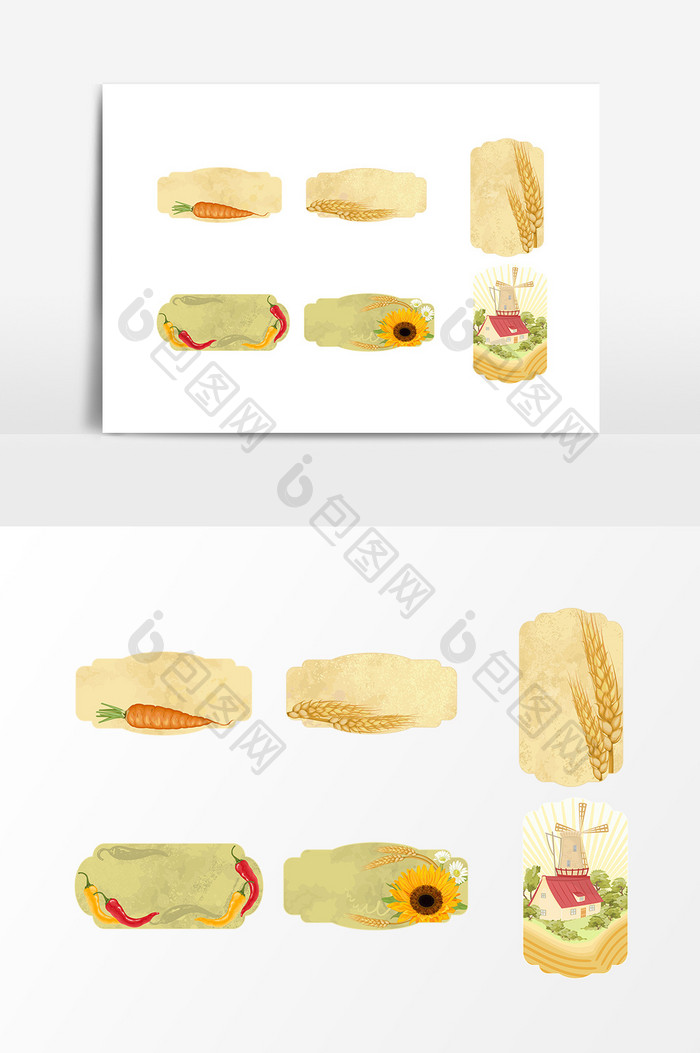 植物食材装饰标签素材