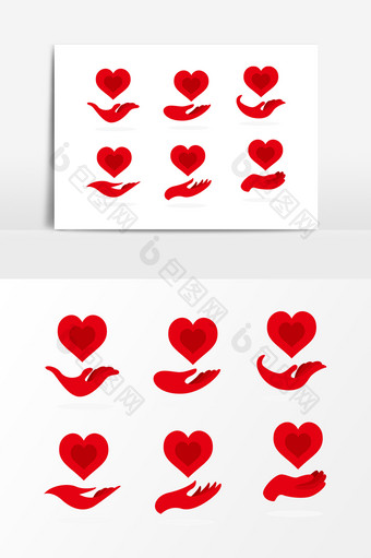 手绘红色爱心手掌设计素材图片