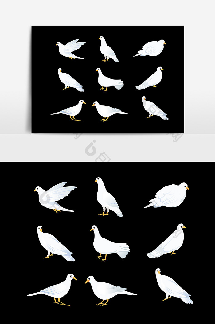 白色和平鸽设计元素