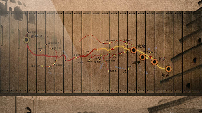 古长安丝绸之路贸易地图AE模板
