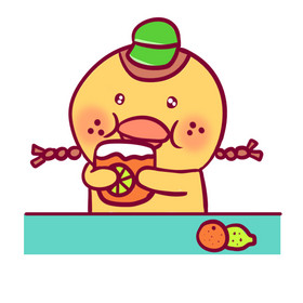 黄色可爱小鸡喝水果茶动态表情包