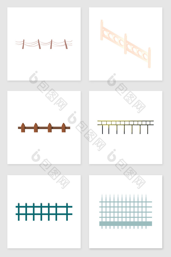 各种栅栏套图插画图片图片
