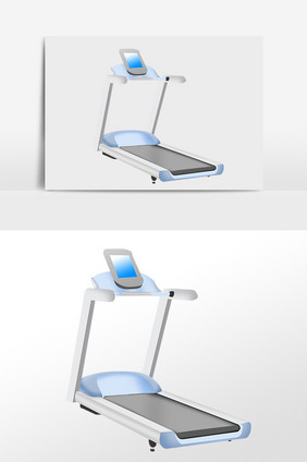 手绘运动健身跑步机器材插画