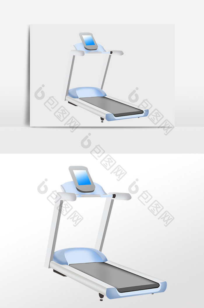 手绘运动健身跑步机器材插画