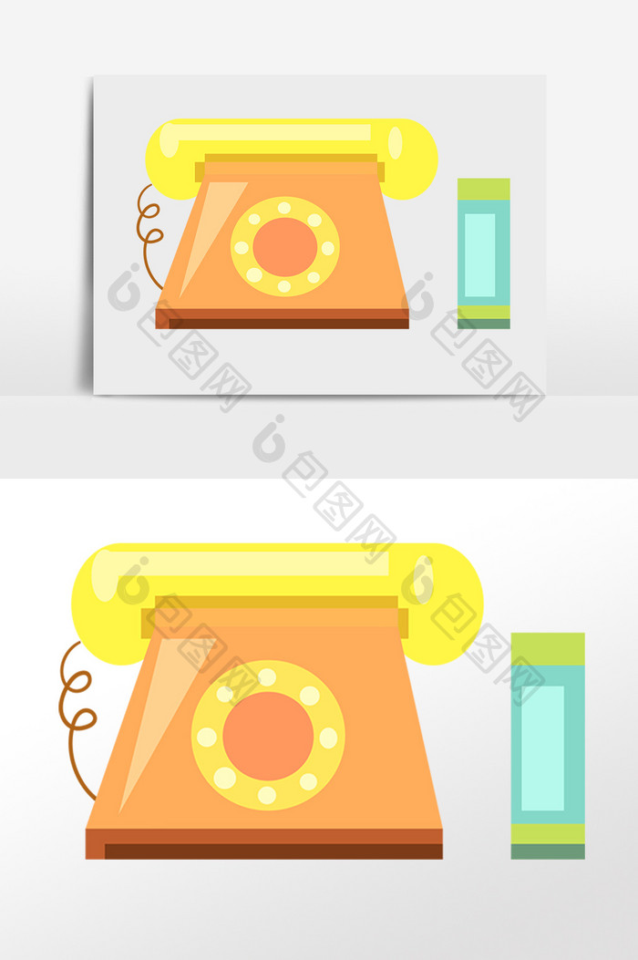 手绘日常生活用品座机电话插画