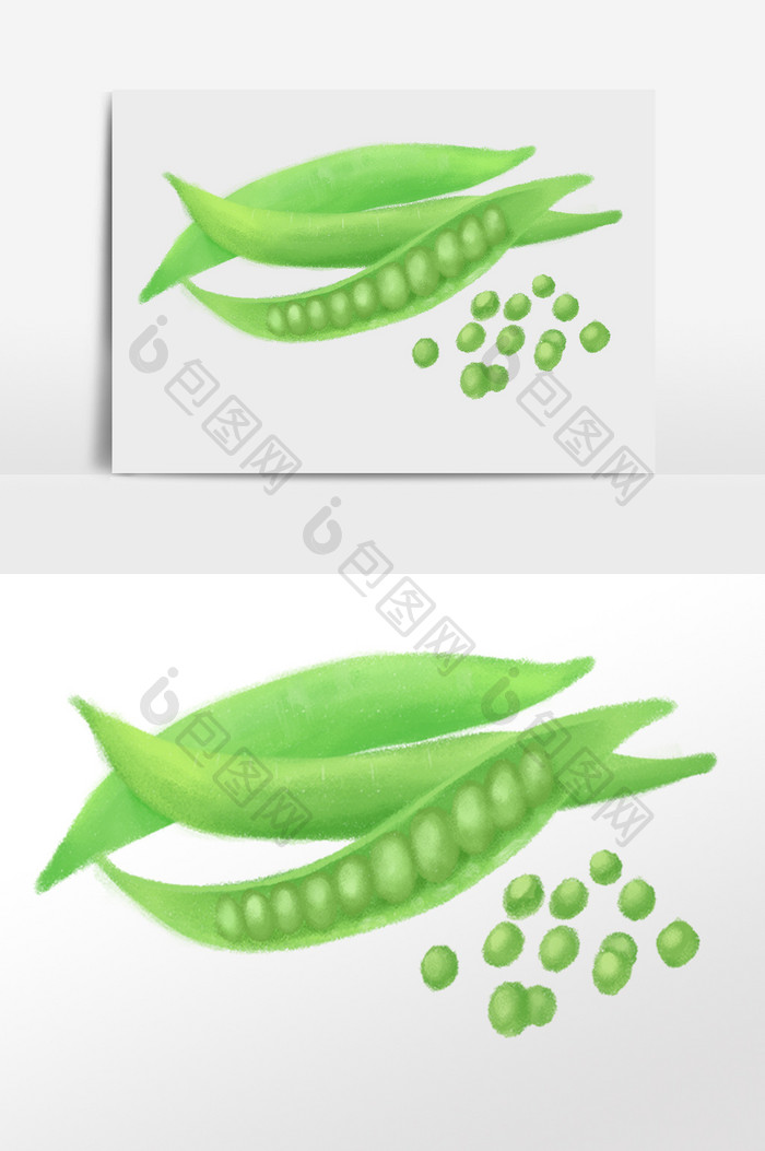 手绘绿色有机蔬菜蚕豆插画