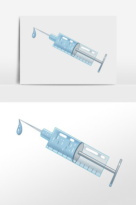 手绘医疗设备打针针筒药物插画