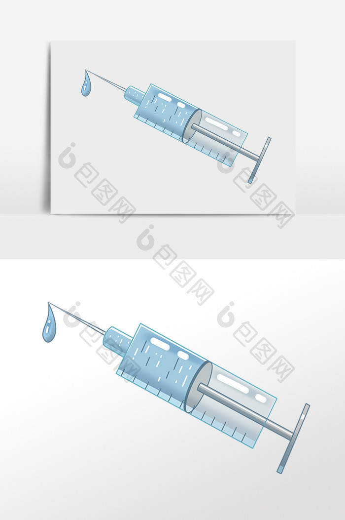 手绘医疗设备打针针筒药物插画