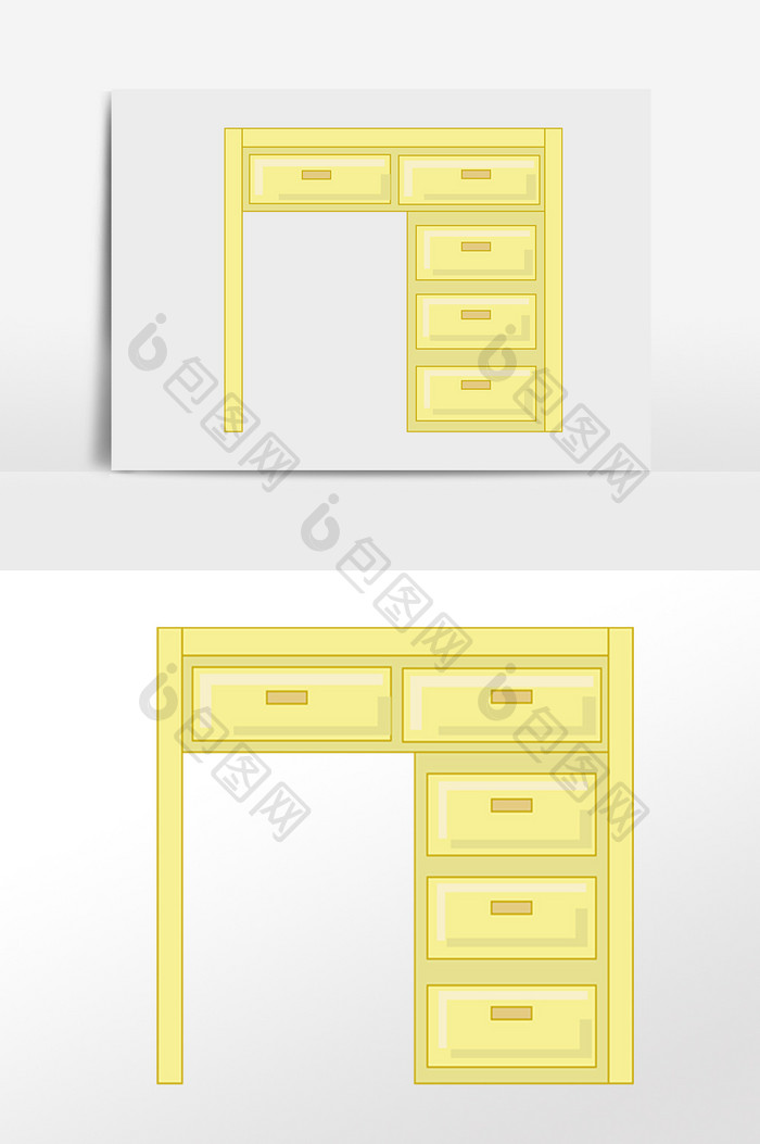 手绘生活家具用品学习桌插画