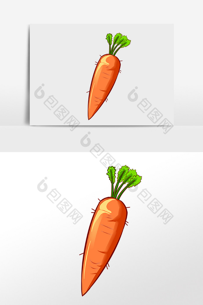 手绘绿色有机蔬菜胡萝卜插画