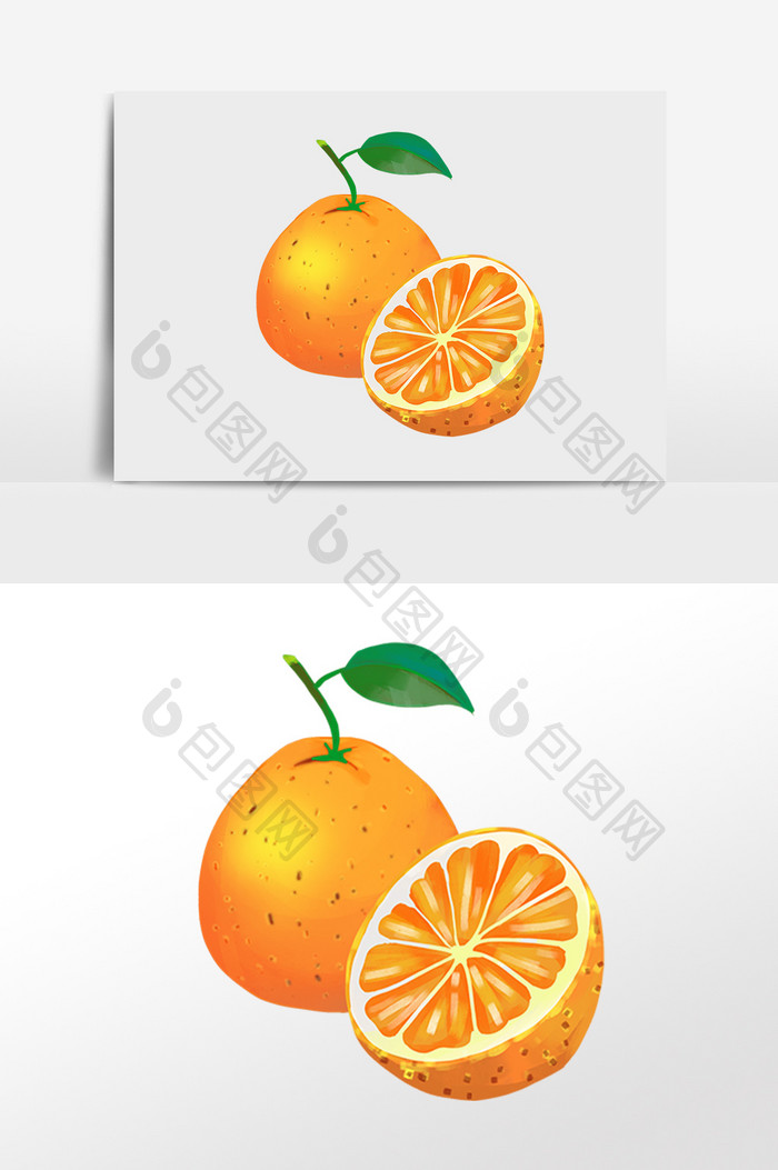 手绘夏季新鲜美味水果橙子插画