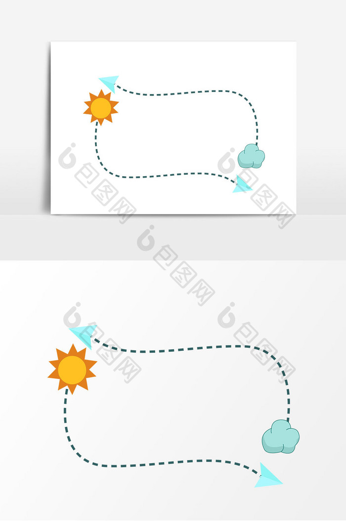 卡通太阳云朵边框矢量元素